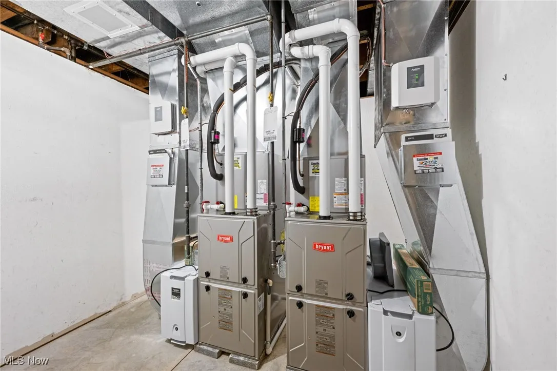 Utility room featuring heating unit