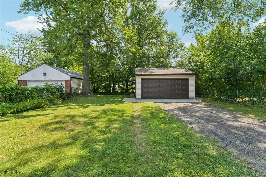 View of detached garage