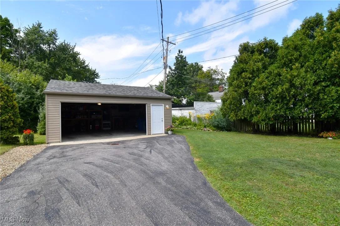 View of detached garage