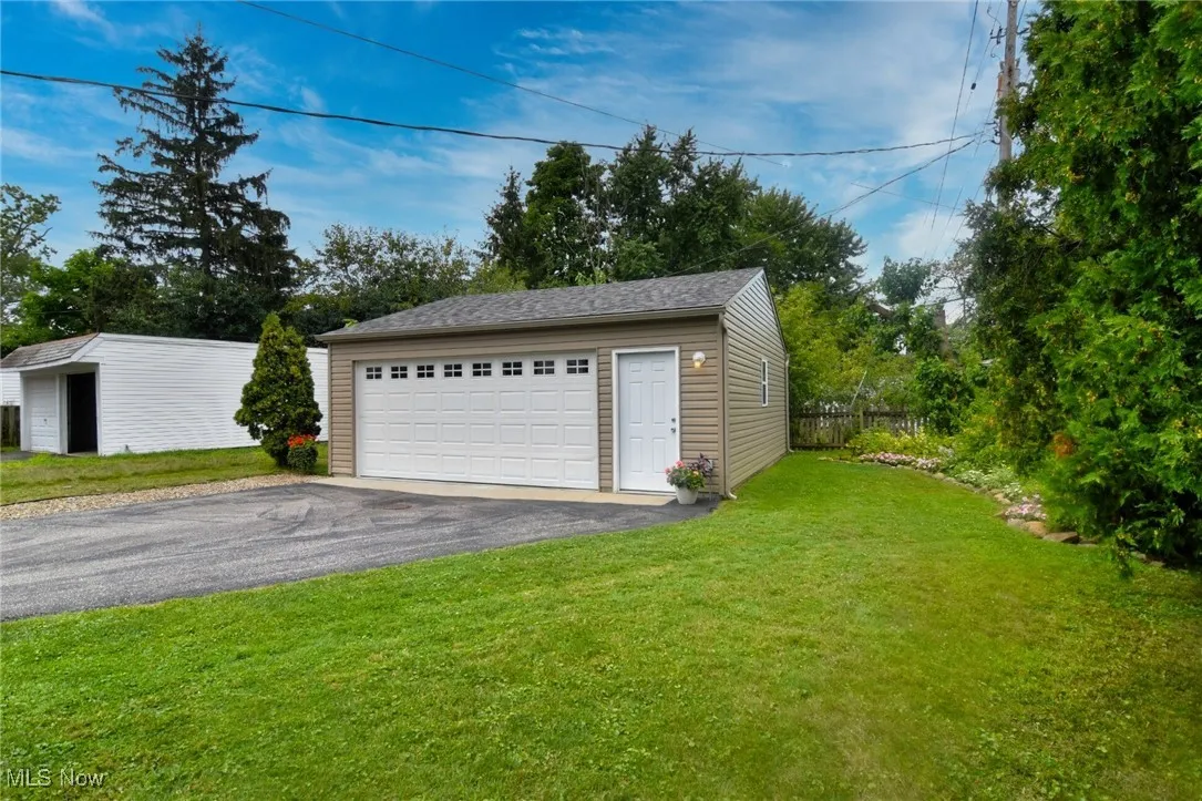 View of detached garage