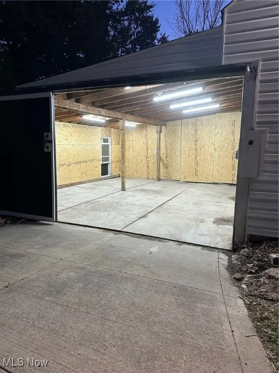 Garage with new lighting and junction box for good electrical