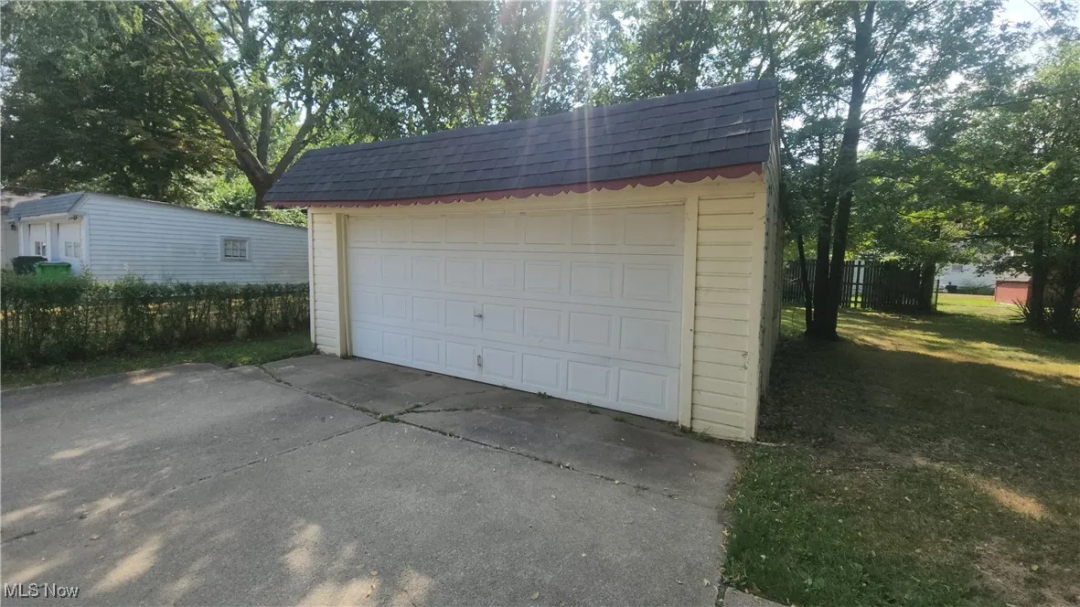 View of detached garage