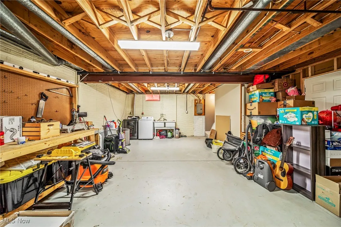 Basement with laundry room area