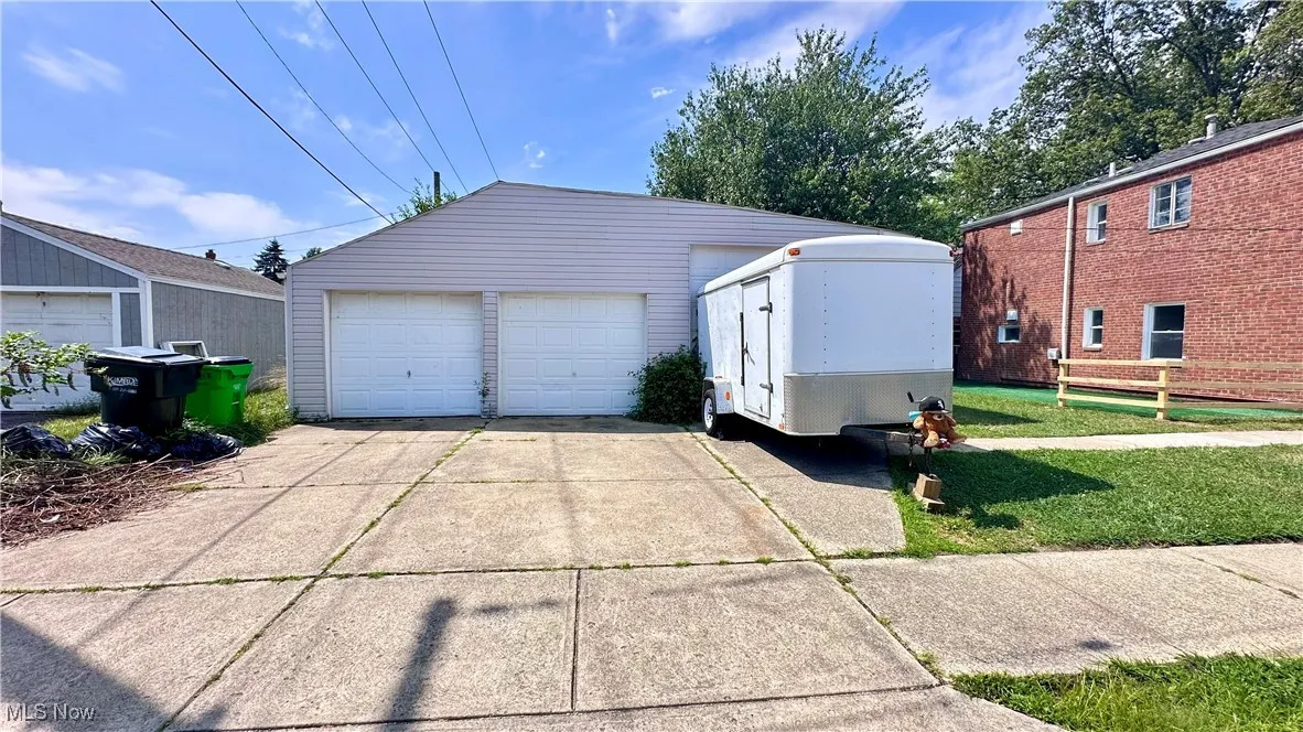View of detached garage