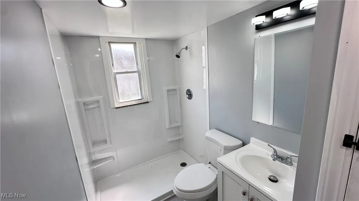 Full bathroom featuring vanity and a stall shower