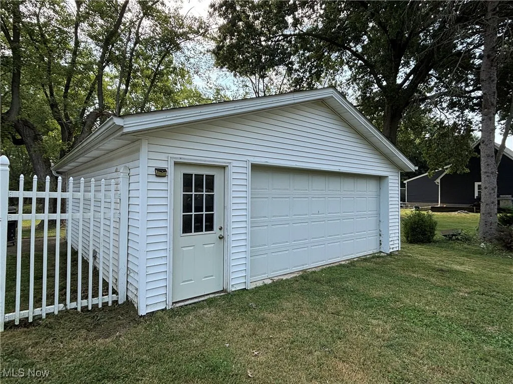 View of detached garage