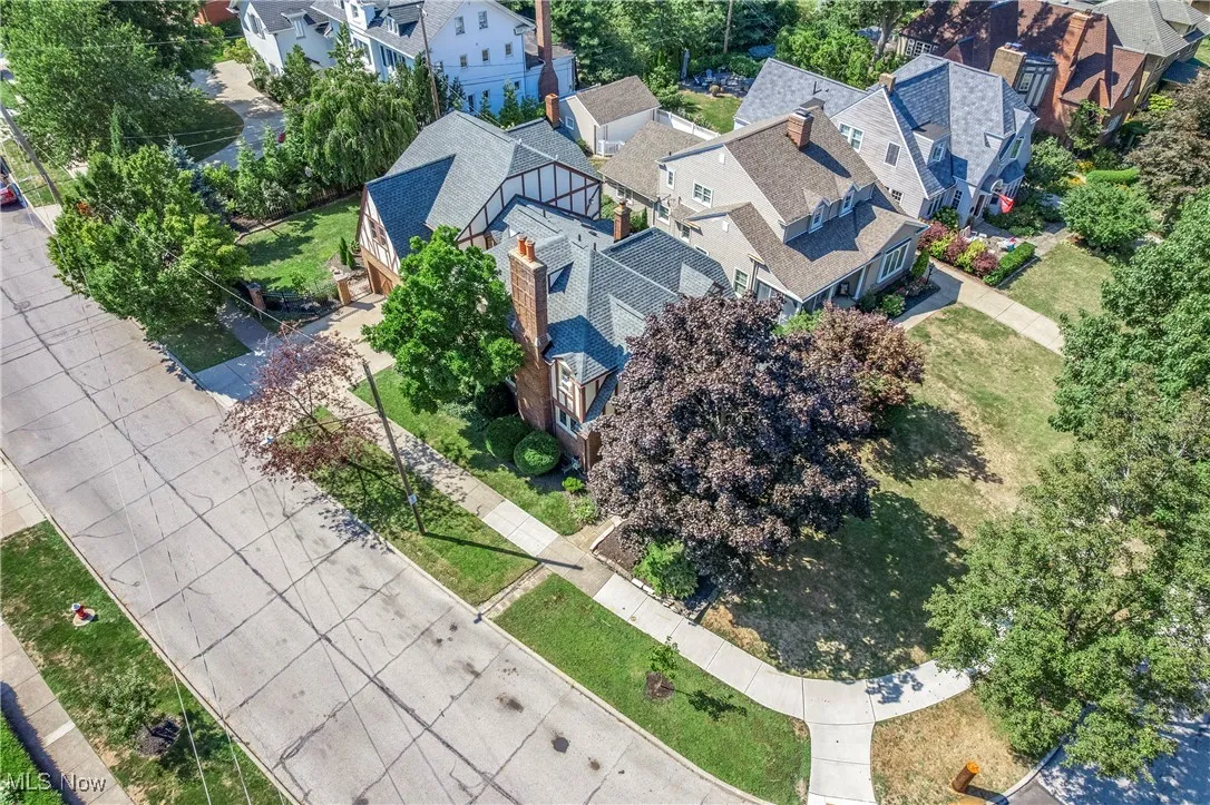 Aerial perspective of suburban area