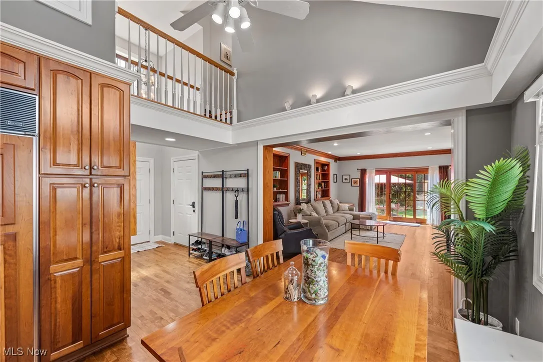Door to attached garage, catwalk to primary bedroom, eat in kitchen