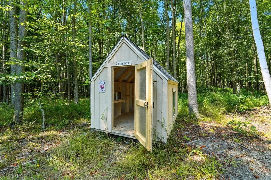 Adorable 8x6 chicken coop with roost bar and nest boxes