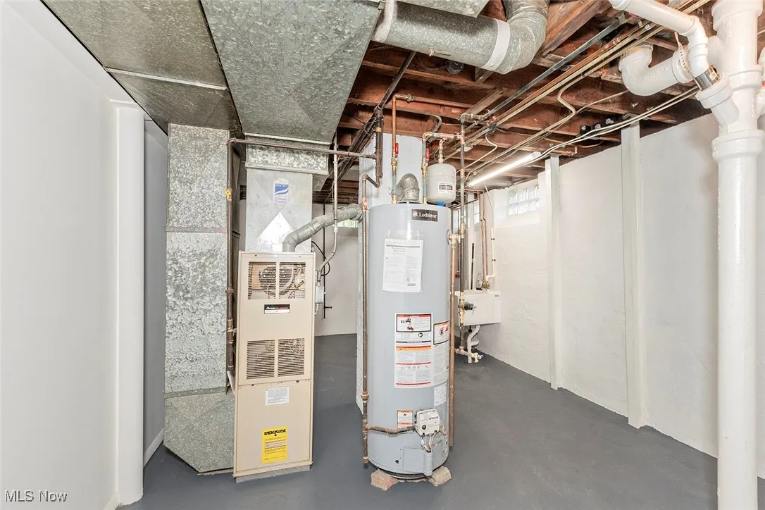 Utilities featuring gas water heater and heating unit