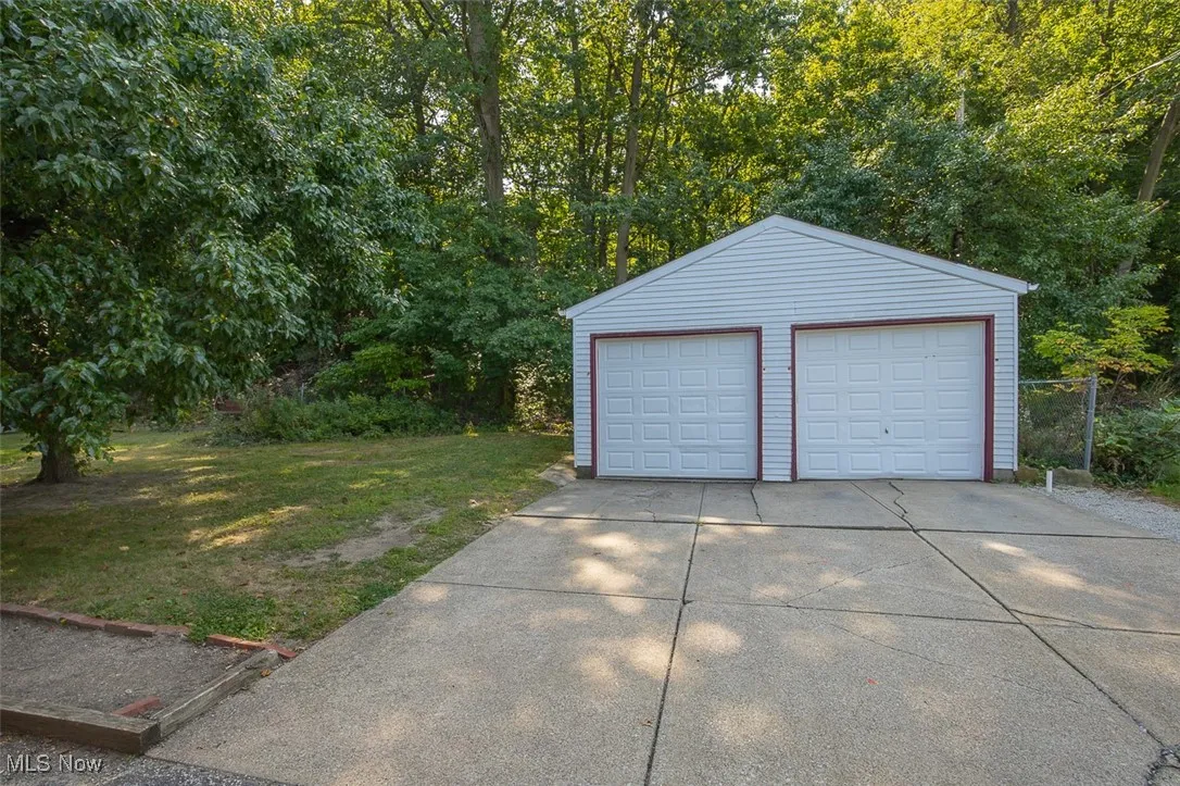 View of detached garage