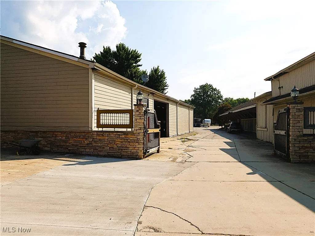 View of home's exterior featuring stone siding