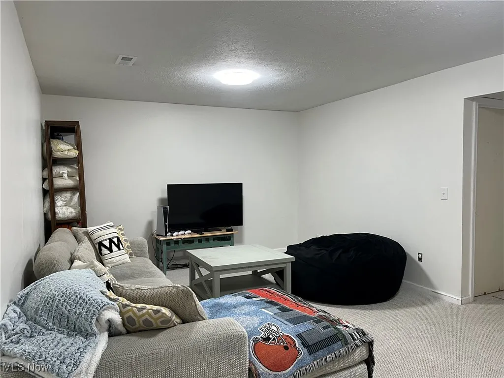 Finished Basement is carpeted and gives a second Living Room or Rec Room.