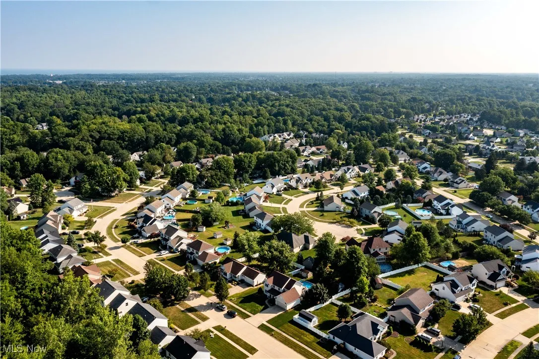 Aerial perspective of suburban area