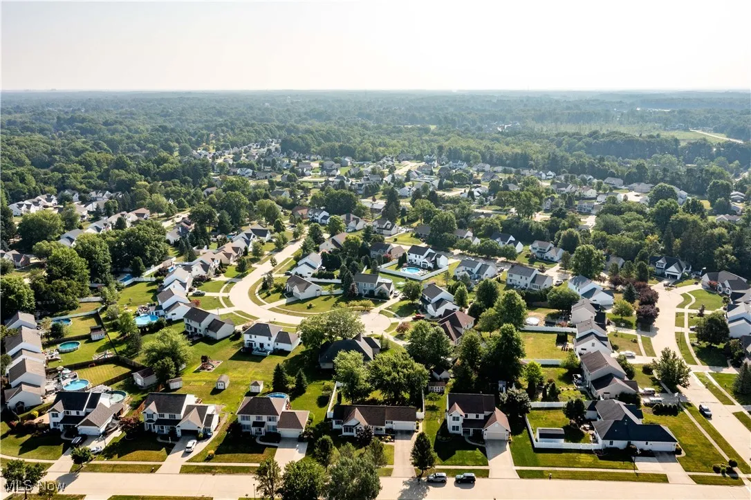 Aerial perspective of suburban area