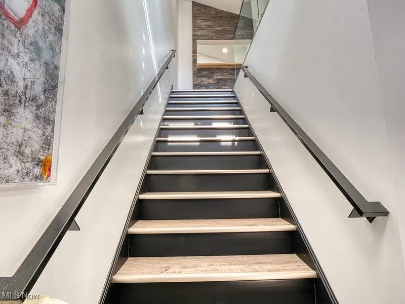 View of stairway to main office area