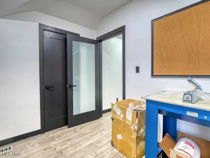 Office space with wood-like  finished floors