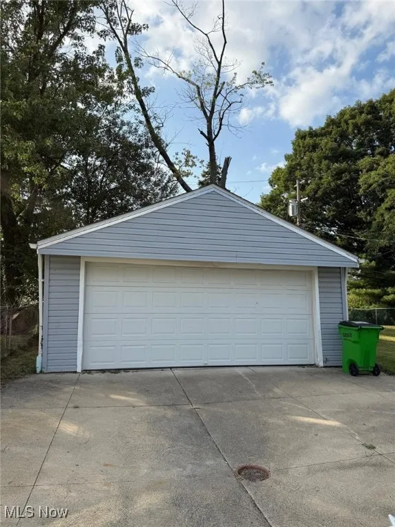 View of detached garage