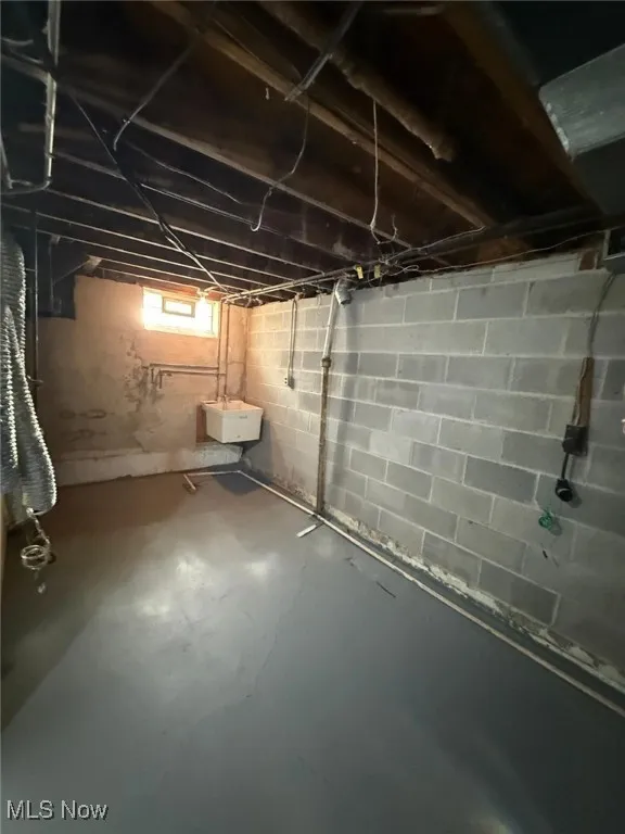 Basement with a sink