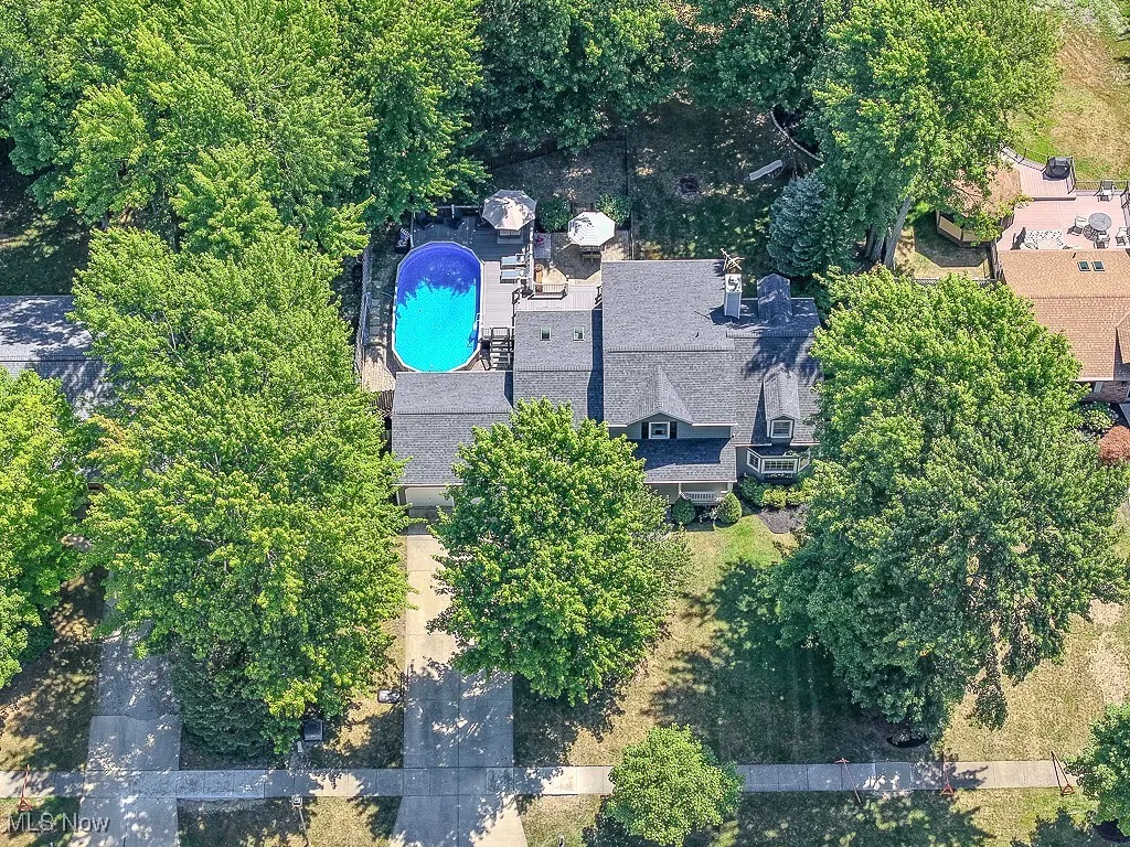 Aerial view of a pool