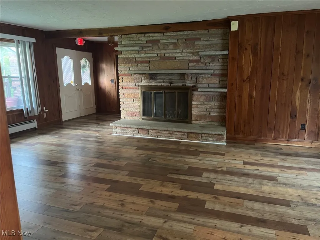 Dining room leads into cozy family room.