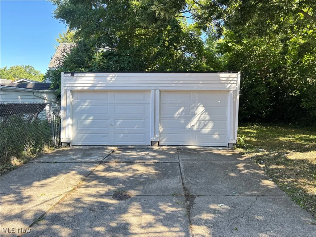 View of detached garage
