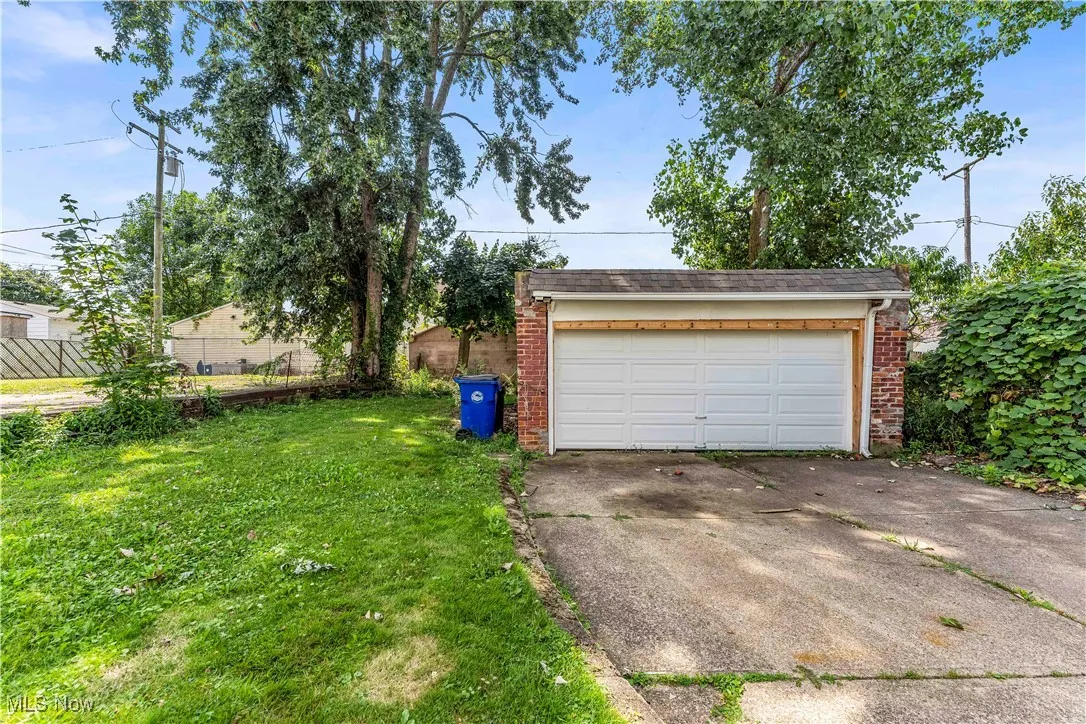 View of detached garage
