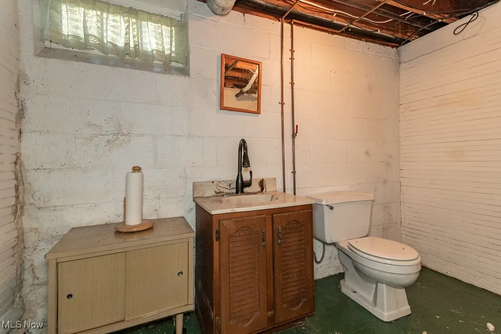 One half bathroom in basement