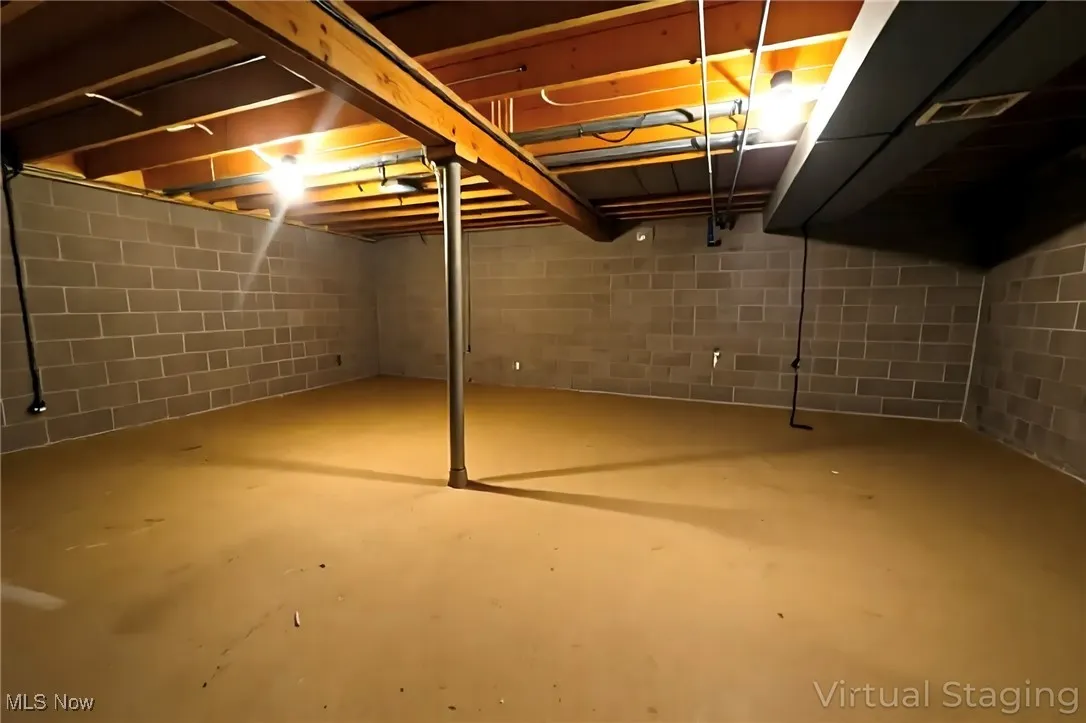 View of unfinished basement
