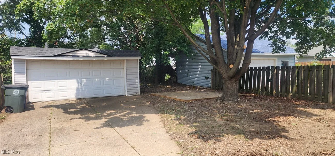 View of detached garage