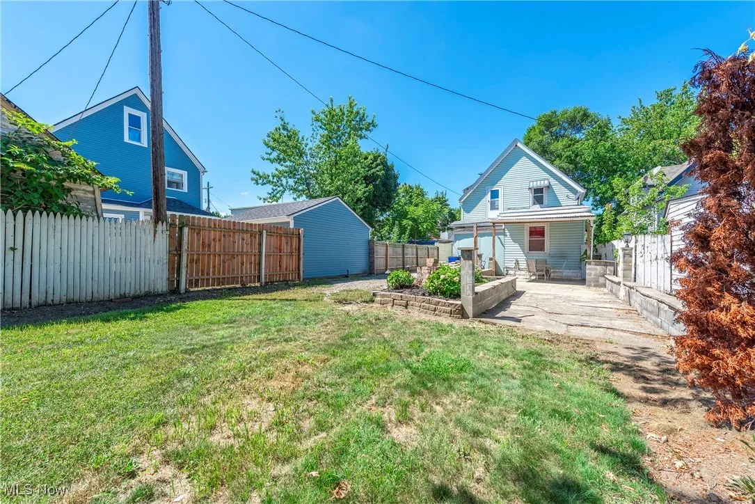 View of fenced backyard