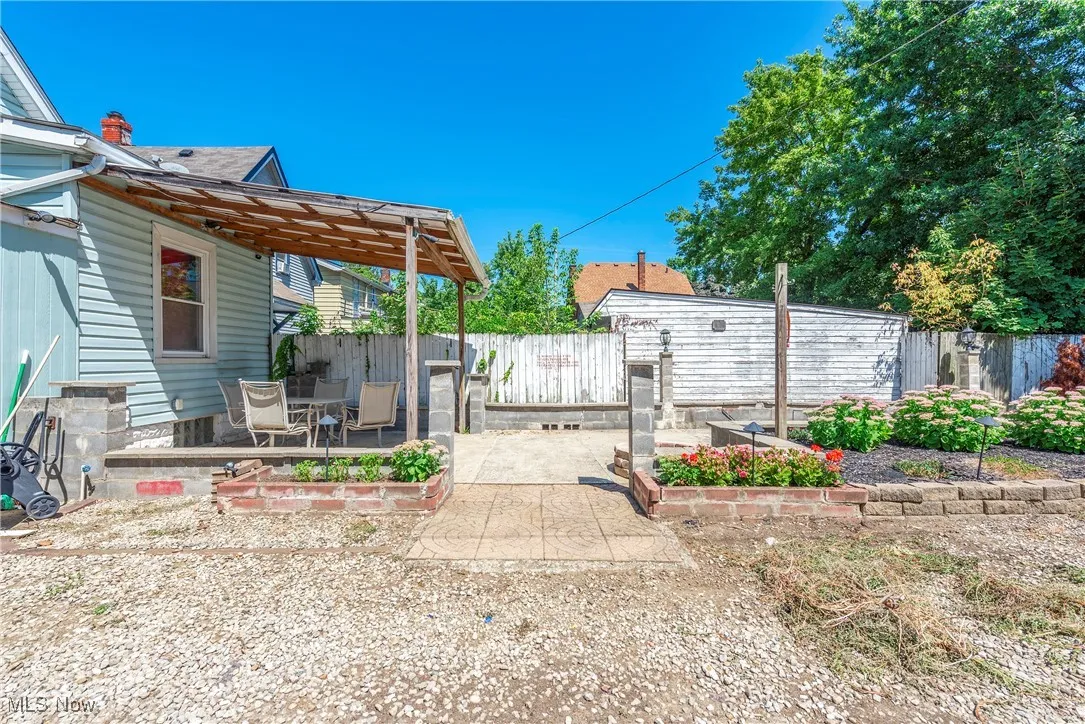 Fenced backyard featuring a patio area