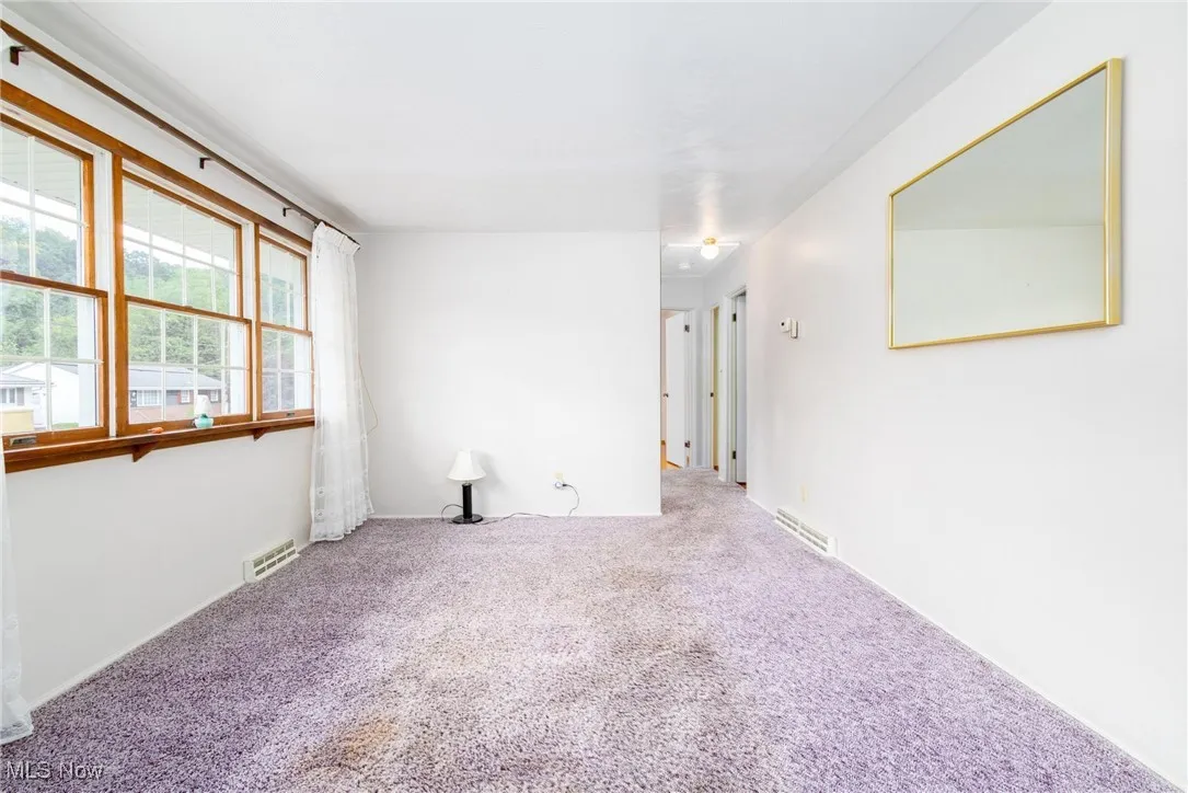 Carpeted spare room with baseboards