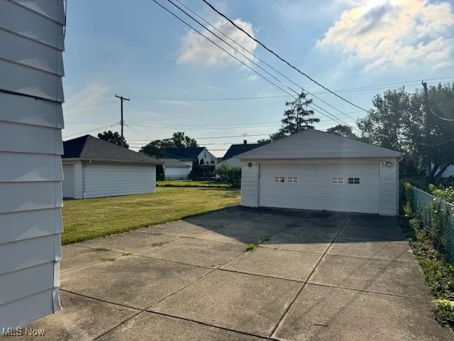 View of detached garage