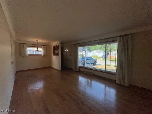 Spare room with dark wood-type flooring