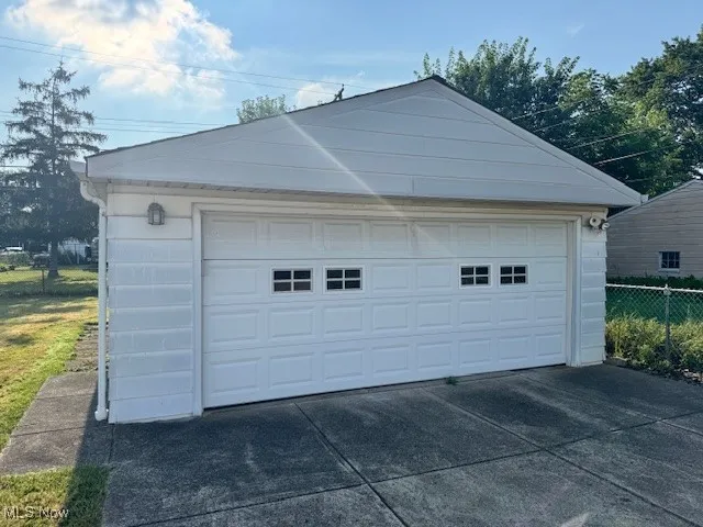 View of detached garage