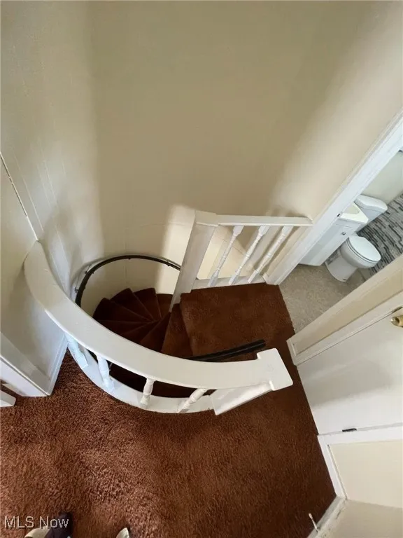 Staircase with carpet flooring