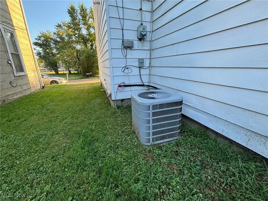 Exterior view of a cooling unit and electric meter