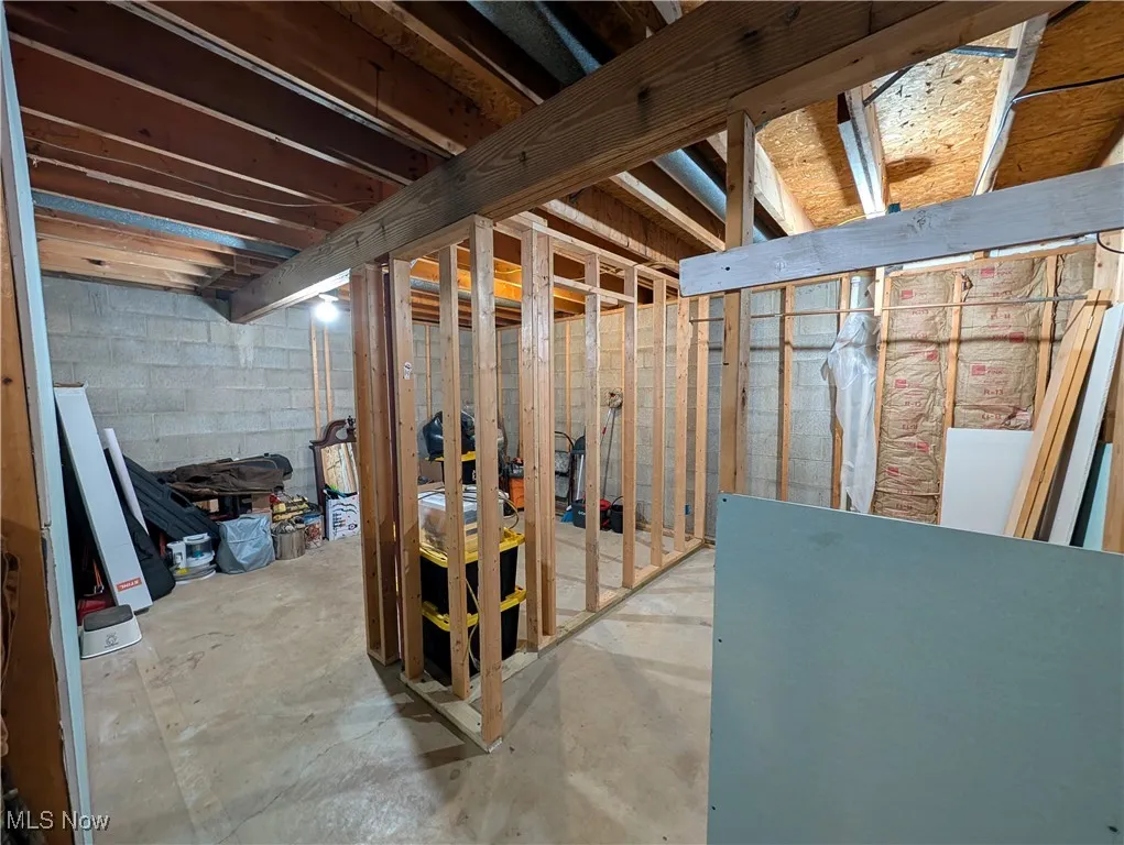 View of unfinished basement