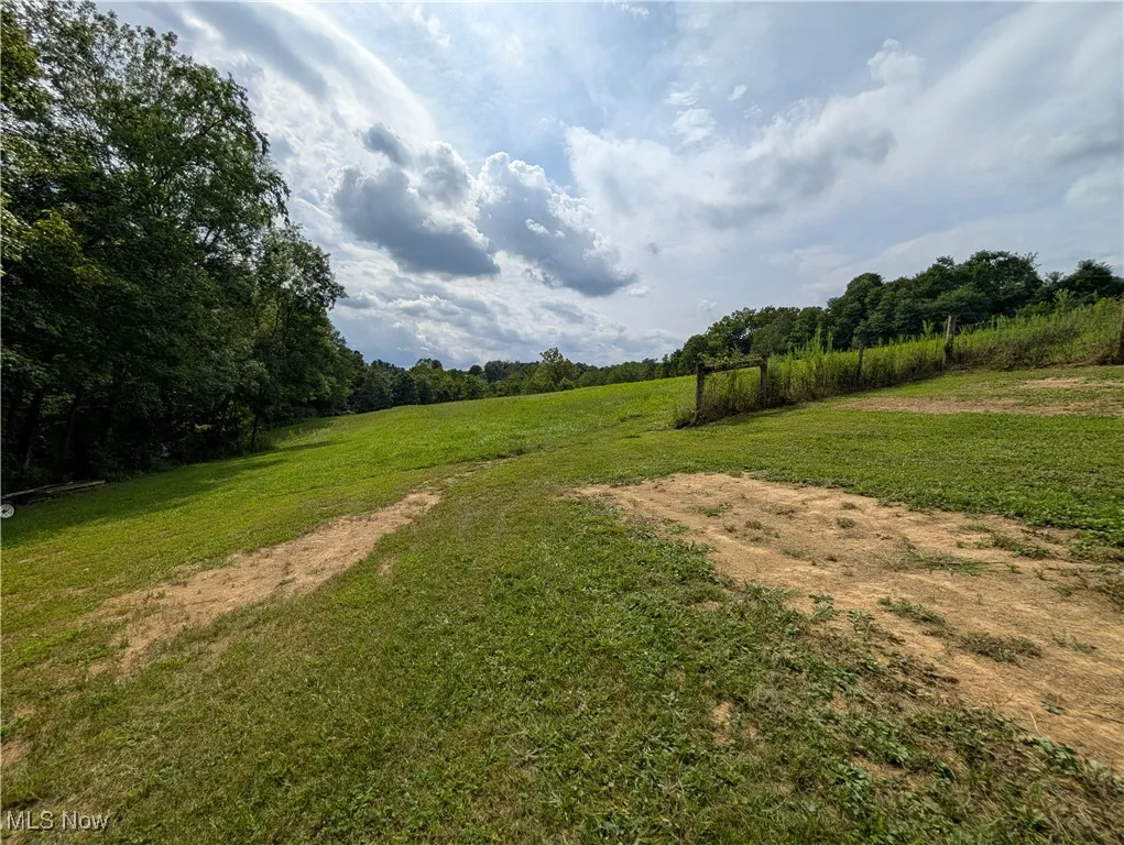View of grassy yard featuring a rural view and a view of trees