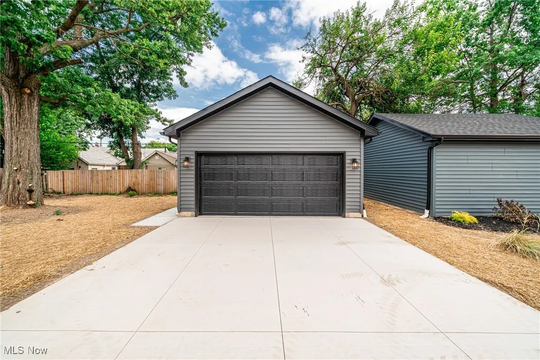 View of detached garage