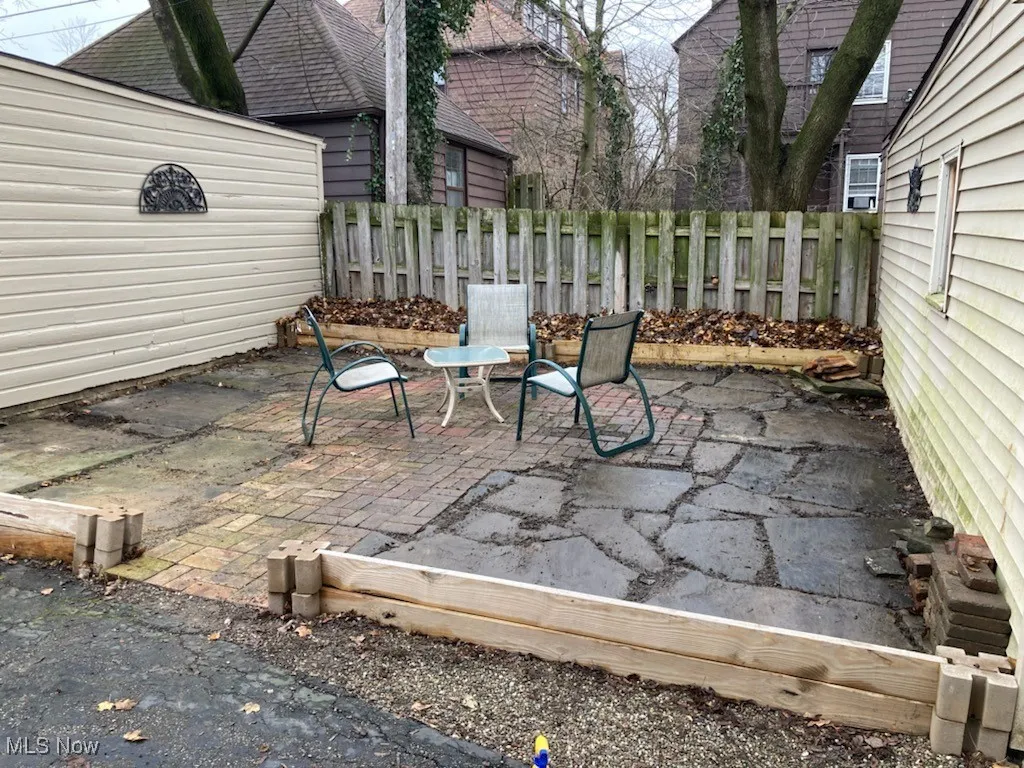 Fenced backyard featuring a patio area