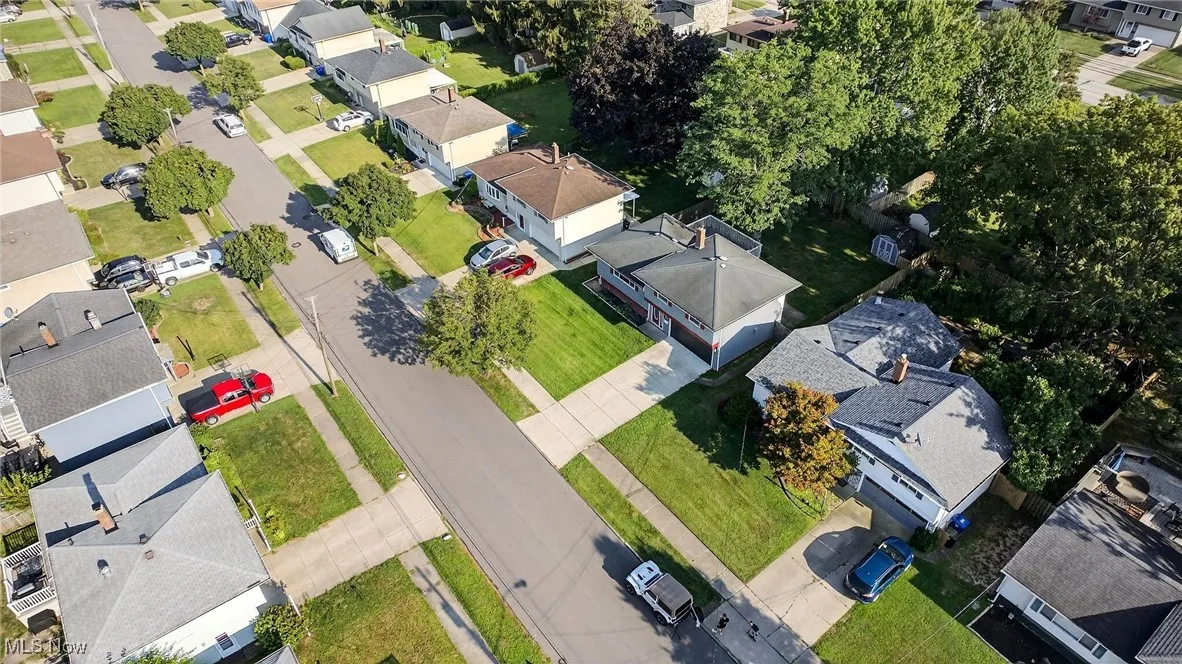 Aerial perspective of suburban area