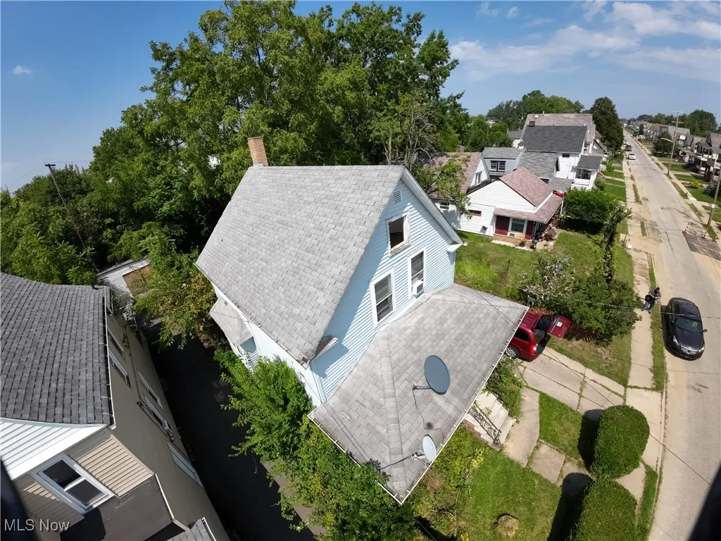 Aerial perspective of suburban area
