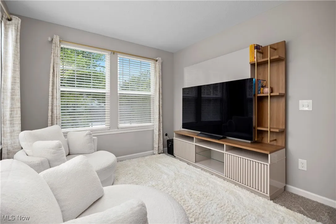 Living room featuring baseboards and carpet flooring