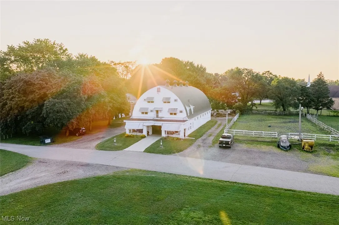 Aerial view at dusk