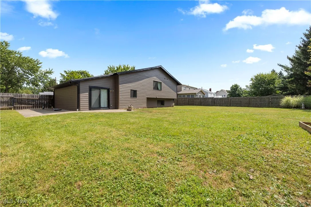 Back of house featuring a fenced backyard and a patio