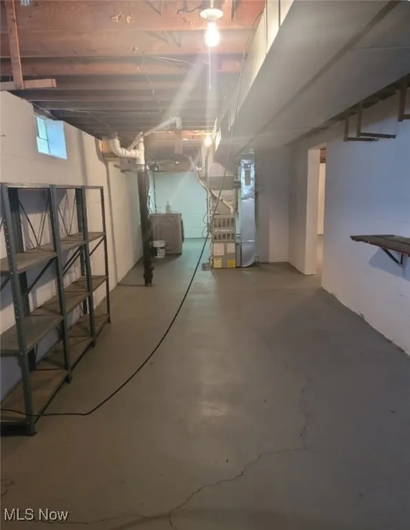 Basement with heating unit