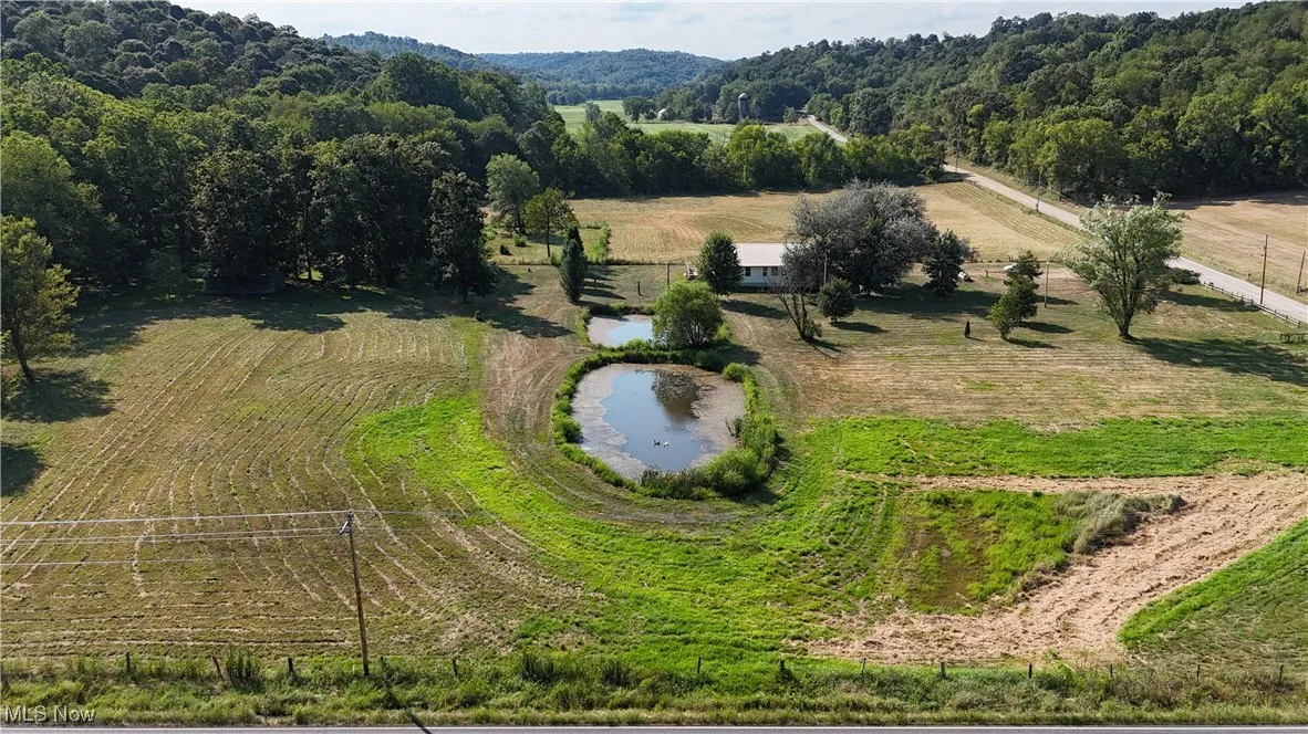 Overview of rural landscape with a large body of water