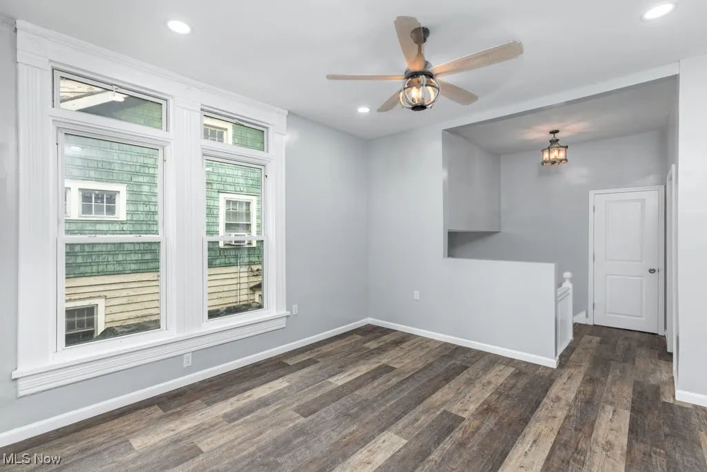 Entertainment area on the second floor.  Full bath behind door to the right.